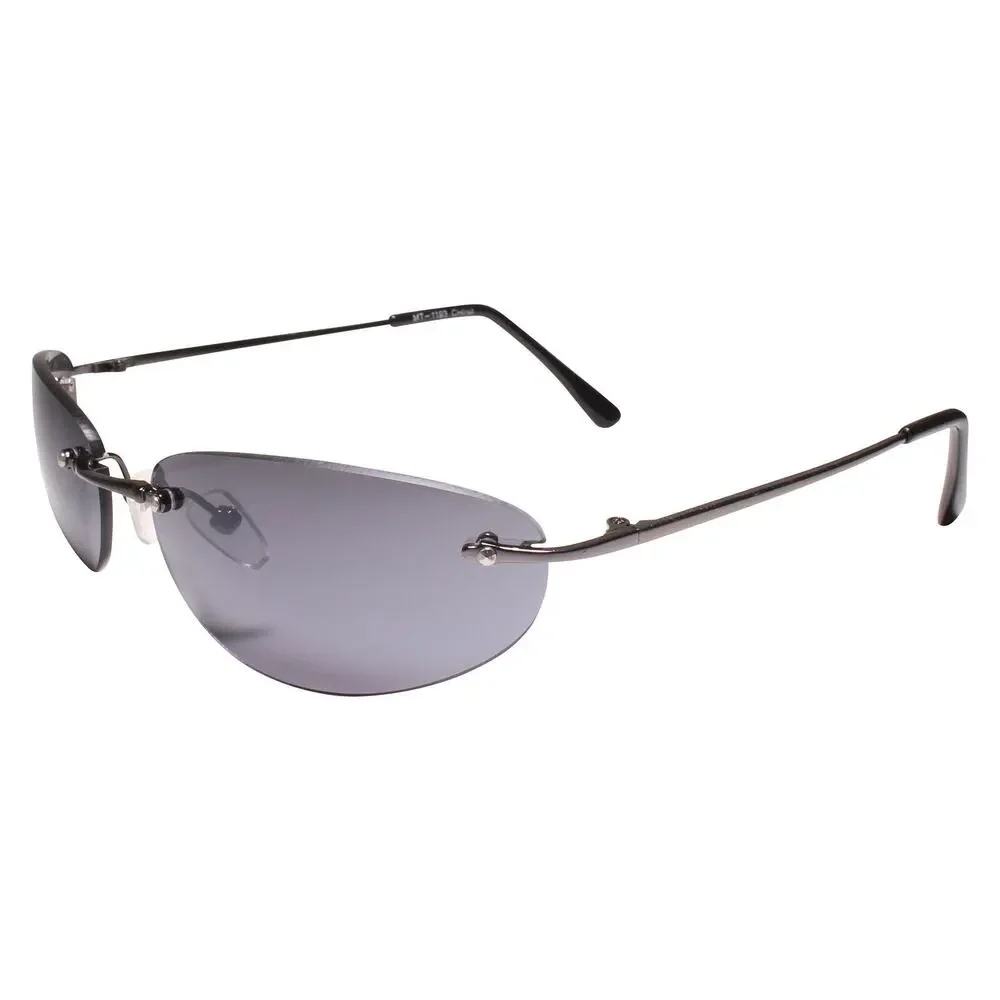 Classic Retro Stylish Rimless Rectangle Gunmetal Wrap 80s 90s Sunglasses